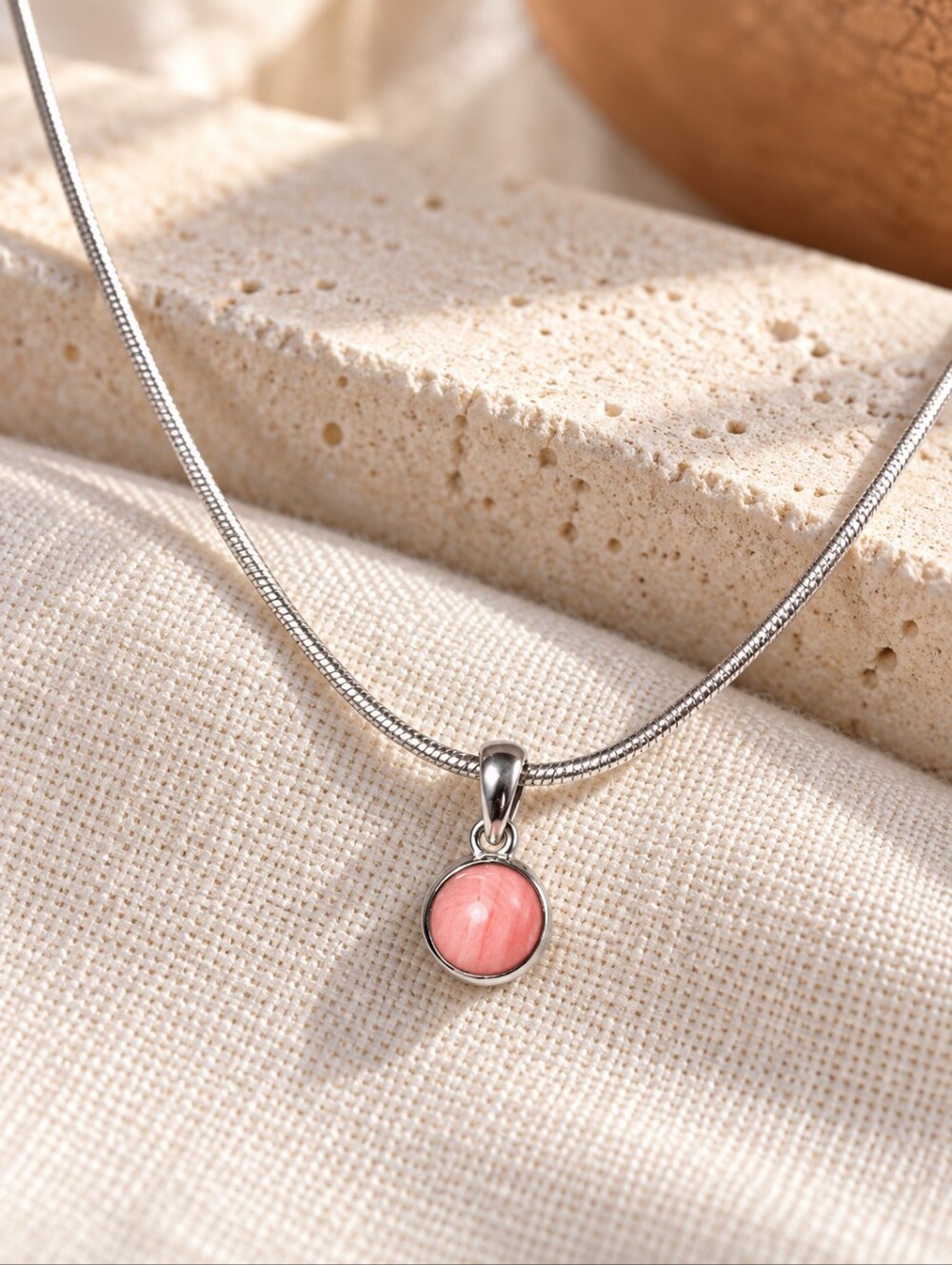 Argentine Rhodochrosite 925 Sterling Silver Pendant Necklace 17" Artisan
